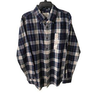 St. John’s Bay Men's Shirt Flannel Button Down Classic Fit Blue Plaid Size L